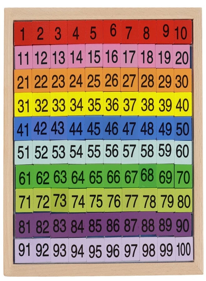 CICITOYWO Wooden Hundred Board Game Toys Montessori 1-100 Consecutive Numbers Puzzles Preschool Learning Math Manipulatives Number Chart Counting Games Toy for Kids Toddlers Kindergarten(Multicolored) - Image 1